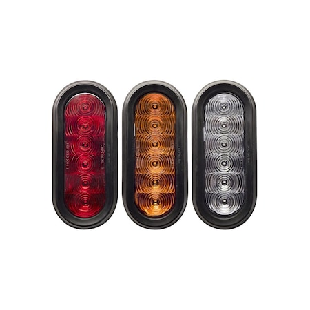 Tecniq 6" Oval 6 Led Stt Surf Mnt Red Lens 3 Pole TQ T66-RRST-1